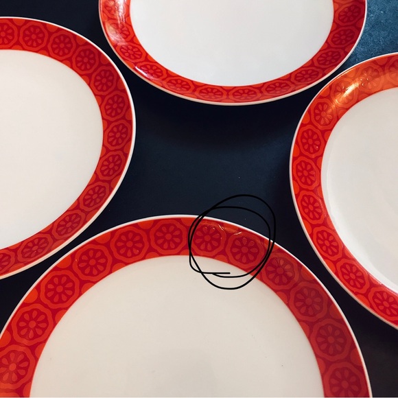 4 Winterling Bavaria Lunch Salad Plates 7.75" Red Orange MCM Floral Daisy 60s - Picture 13 of 16